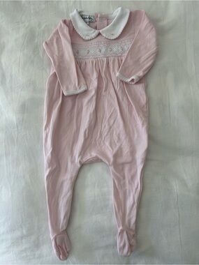 Magnolia Baby Footed Baby Girl Outfit Pink Smocked 9M